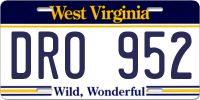 WV license plate DRO952