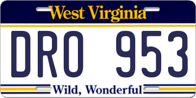WV license plate DRO953