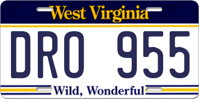 WV license plate DRO955
