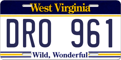 WV license plate DRO961