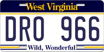 WV license plate DRO966