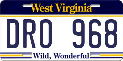 WV license plate DRO968