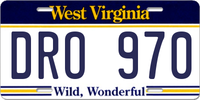 WV license plate DRO970