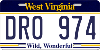 WV license plate DRO974