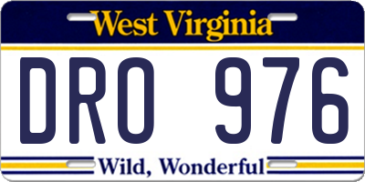 WV license plate DRO976