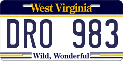 WV license plate DRO983