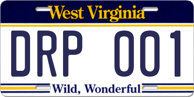 WV license plate DRP001