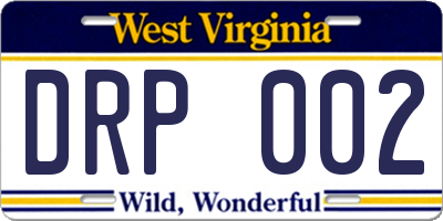 WV license plate DRP002