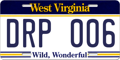 WV license plate DRP006