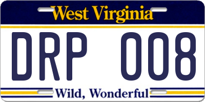 WV license plate DRP008
