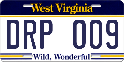WV license plate DRP009