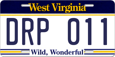 WV license plate DRP011