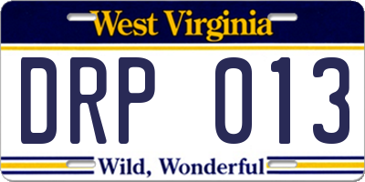 WV license plate DRP013