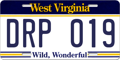 WV license plate DRP019