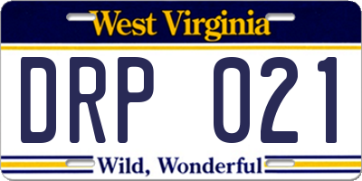 WV license plate DRP021