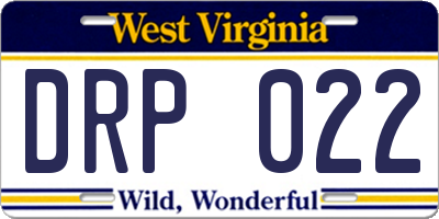 WV license plate DRP022