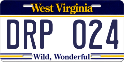 WV license plate DRP024