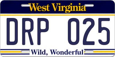WV license plate DRP025