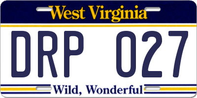 WV license plate DRP027