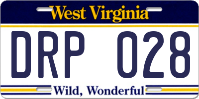 WV license plate DRP028