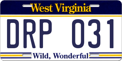 WV license plate DRP031