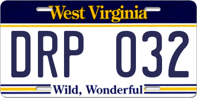 WV license plate DRP032