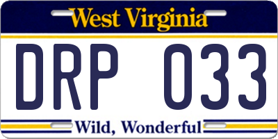 WV license plate DRP033