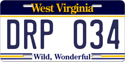 WV license plate DRP034