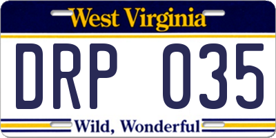 WV license plate DRP035