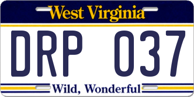 WV license plate DRP037