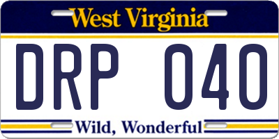 WV license plate DRP040