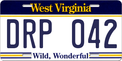 WV license plate DRP042