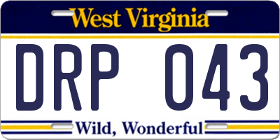 WV license plate DRP043