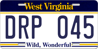 WV license plate DRP045