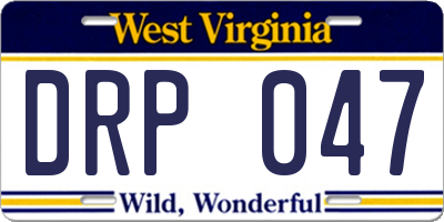 WV license plate DRP047
