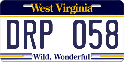 WV license plate DRP058