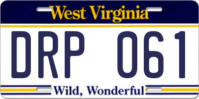 WV license plate DRP061
