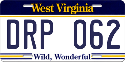 WV license plate DRP062