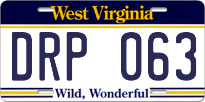 WV license plate DRP063