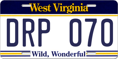 WV license plate DRP070