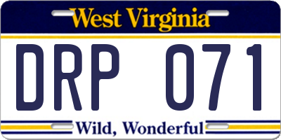 WV license plate DRP071