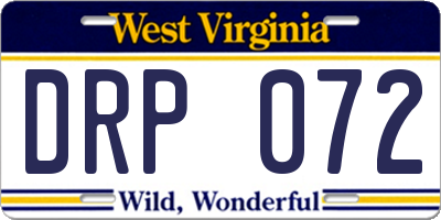 WV license plate DRP072