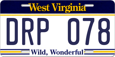 WV license plate DRP078