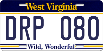 WV license plate DRP080