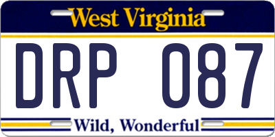 WV license plate DRP087