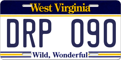 WV license plate DRP090
