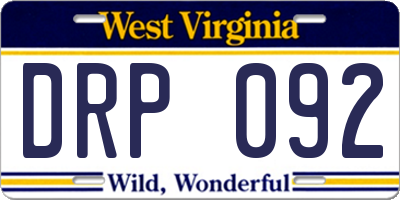 WV license plate DRP092