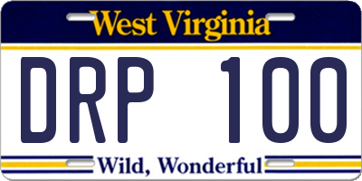 WV license plate DRP100