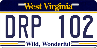 WV license plate DRP102