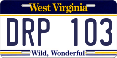 WV license plate DRP103